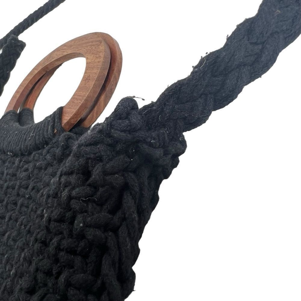 Danielle Nicole Macrame Handbag Black Fringe - image 5